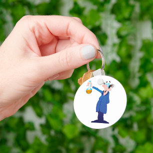 Mad Scientist Holding Beaker Fun Science Key Ring