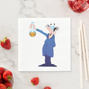 Mad Scientist Holding Beaker Fun Science Napkin