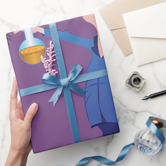 Mad Scientist Holding Beaker Fun Science Wrapping Paper (Creator Uploaded)