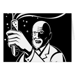 mad scientist holding up test tube