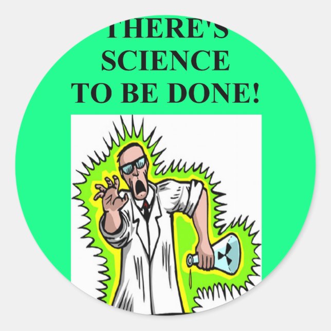 mad scientist joke classic round sticker (Front)