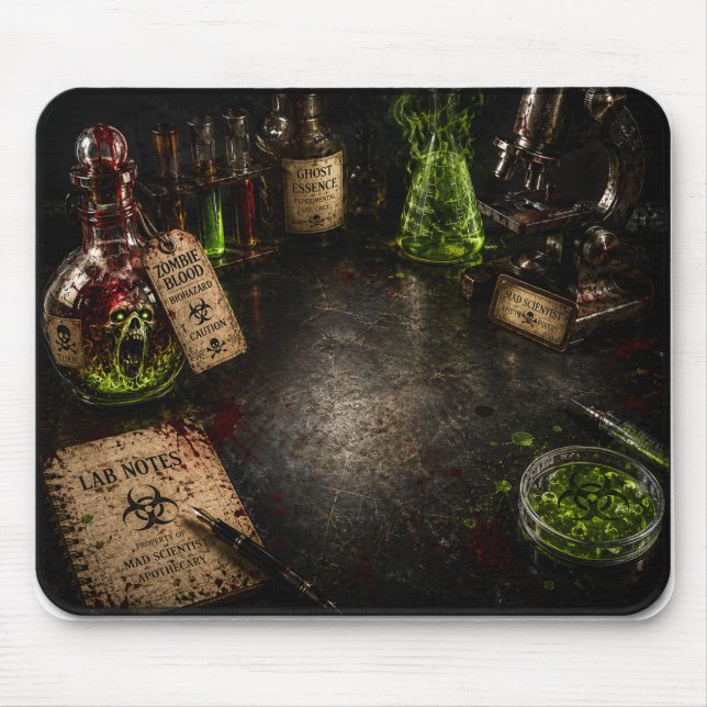 Mad Scientist Laboratory Halloween Party Mouse Mat (Front)