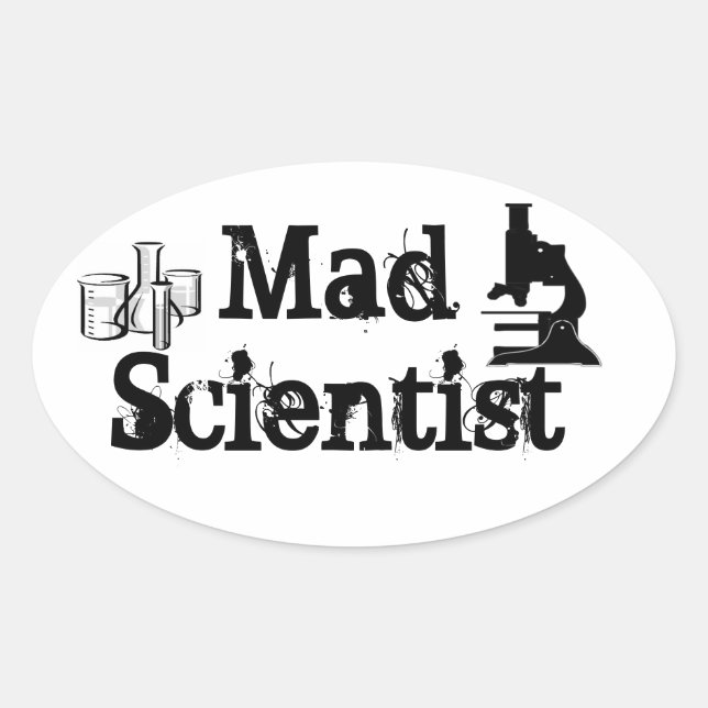 Mad Scientist Oval Sticker (Front)