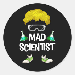 Mad Scientist Science For Child Costume Scientific Classic Round Sticker