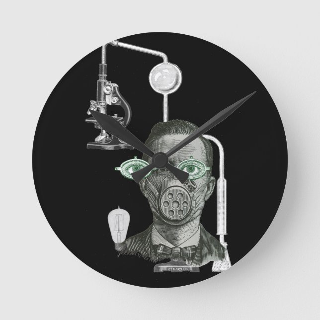 Mad Scientist  SCIENCE MAJOR SCIENCE 1930'S ADS   Round Clock (Front)