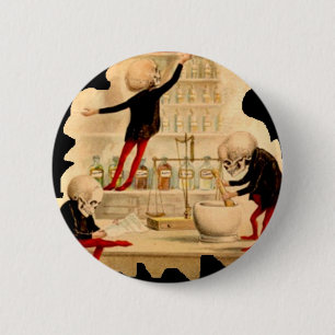 Mad Scientist Skeletons Doctor Pharmacy Drugs Lab 6 Cm Round Badge