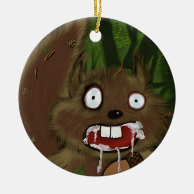 Mad Squirrel Ceramic Tree Decoration (Front)