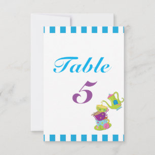 Mad Tea Party Cups Birthday Table Number Card