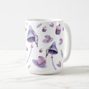 Mad Tea Party Pink and Blue Watercolor Coffee Mug