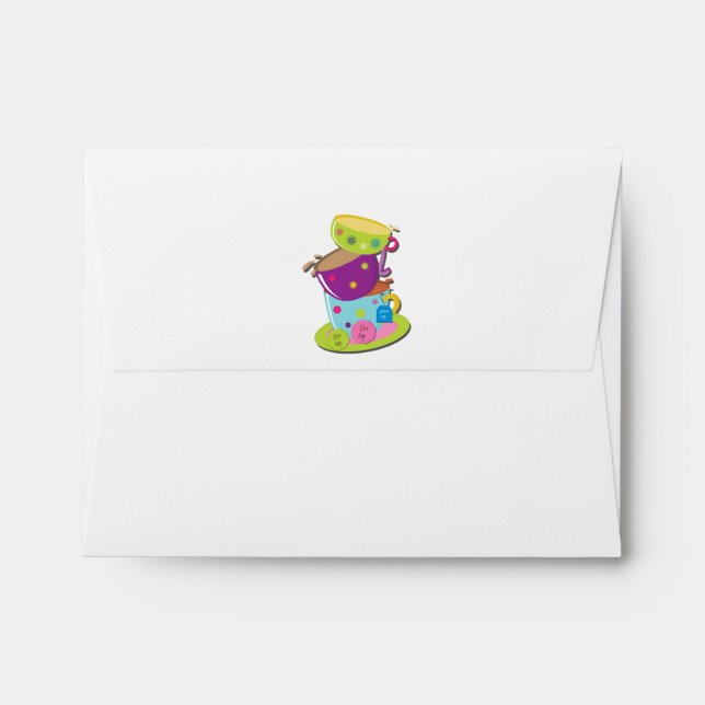 MAD TEA PARTY Stacked Cups Invitation Envelope (Back (Top Flap))