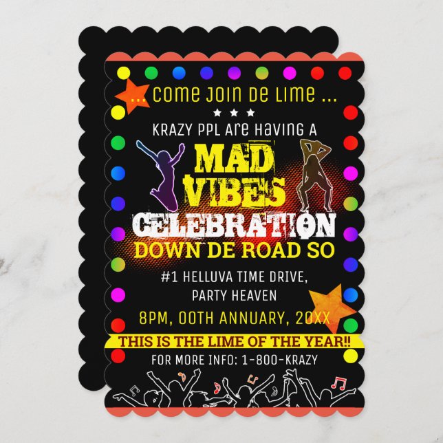 MAD VIBES PARTY INVITATION (Front/Back)