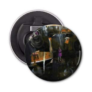 Mad World Mixed Media Goth Horror Original Art Bottle Opener