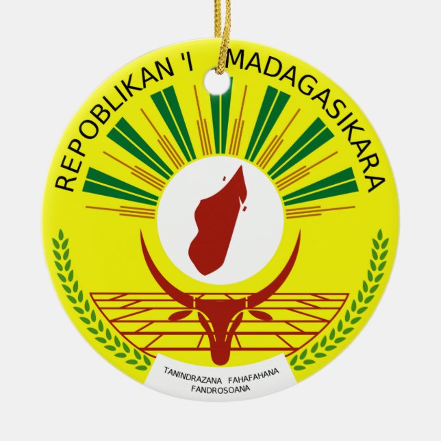 Madagascar Coat of Arms Ceramic Tree Decoration (Front)