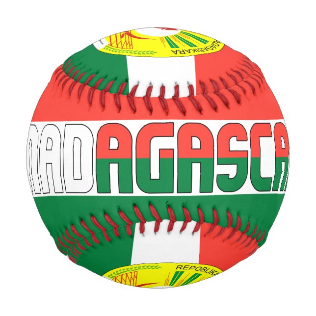 Madagascar Flag and Coat of Arms Patriotic Baseball (Front)