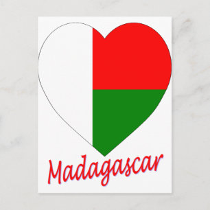 Madagascar Flag Heart Postcard