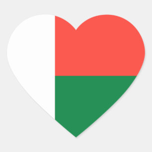 Madagascar Flag Heart Sticker