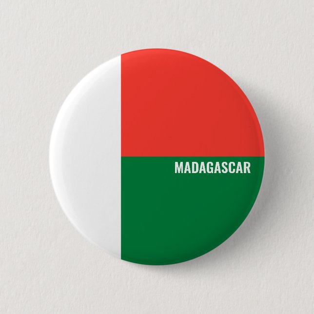 Madagascar Flag Inscription White Red Green 6 Cm Round Badge (Front)