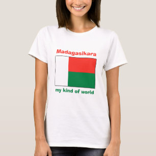 Madagascar Flag + Map + Text T-Shirt