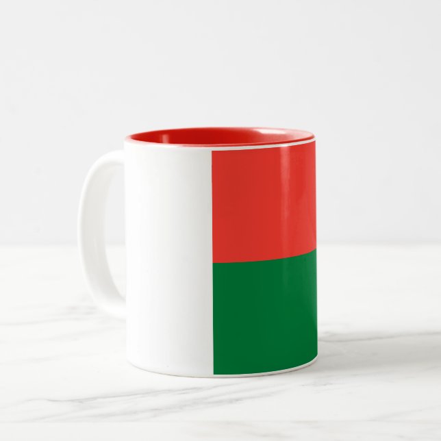 Madagascar Flag Two-Tone Coffee Mug (Front Left)