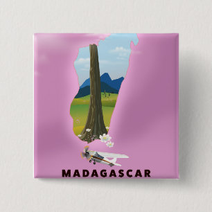 Madagascar Illustrated travel poster 15 Cm Square Badge