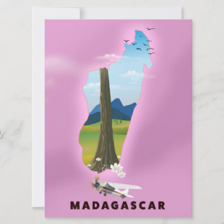 Madagascar Illustrated travel poster Invitation