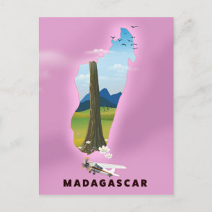 Madagascar Illustrated travel poster Postcard