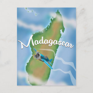 Madagascar Landscape vintage travel poster. Postcard