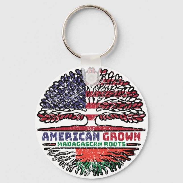 Madagascar Madagascan American USA Tree Roots Flag Key Ring (Front)