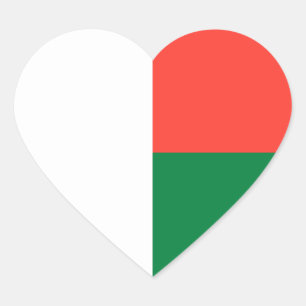 Madagascar/Malagasy Flag Heart Sticker