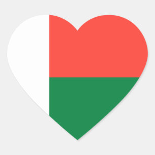 Madagascar – Malagasy Flag Heart Sticker