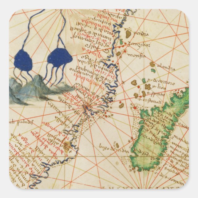 Madagascar Map Square Sticker (Front)