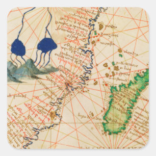 Madagascar Map Square Sticker