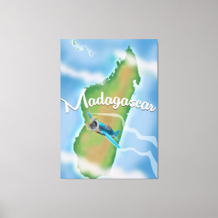 Madagascar Map vintage travel poster. Canvas Print