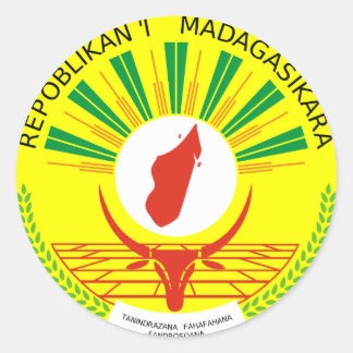 Madagascar Official Coat Of Arms Heraldry Symbol Classic Round Sticker