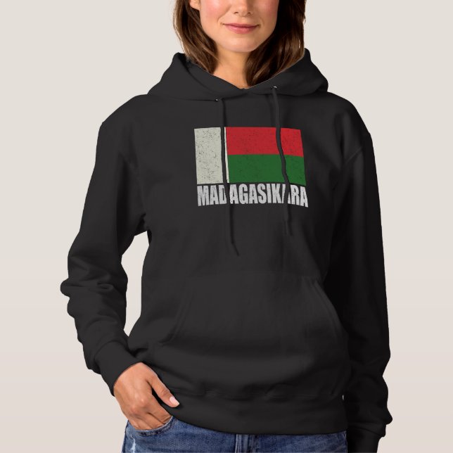 Madagasikara Flag Grunge Vintage Souvenir Madagasc Hoodie (Front)