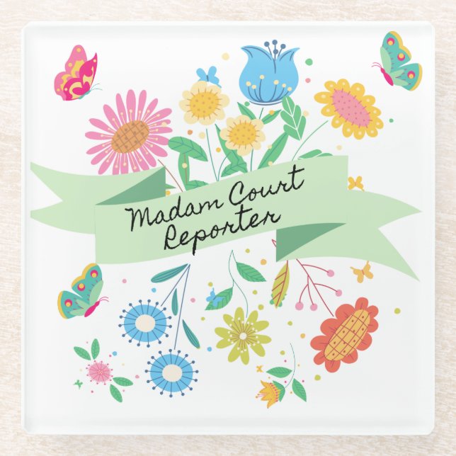 Madam Court Reporter Spring Floral Coaster (Front)