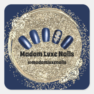 Madam Luxe Nail Glitter Blue Navy Gold Royals Square Sticker