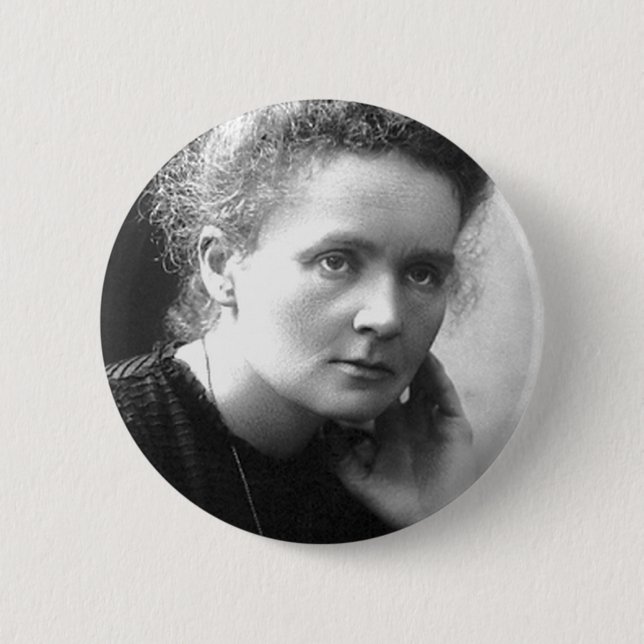 madam marie curie 6 cm round badge (Front)