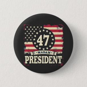 Madam President American flag 47 harris Walz  6 Cm Round Badge