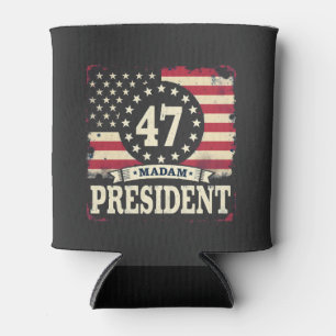 Madam President American flag 47 harris Walz  Can Cooler
