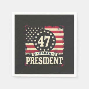 Madam President American flag 47 harris Walz  Napkin