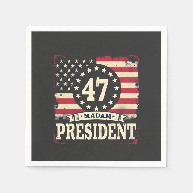 Madam President American flag 47 harris Walz  Napkin (Front)