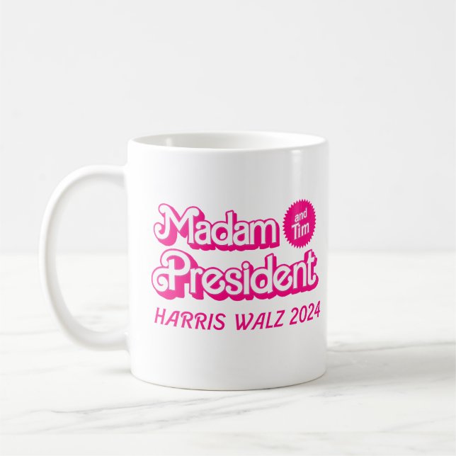 Madam President and Tim in Pink Coffee Mug (Left)