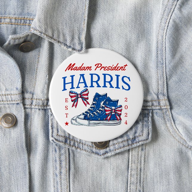  Madam President Kamala Harris 2024  10 Cm Round Badge (In Situ)
