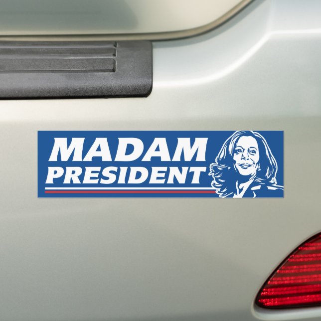 Madam President Kamala Harris 2024 Bumper Sticker (On Car)