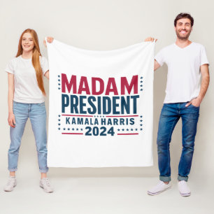 Madam President Kamala Harris 2024 Vote Democrat Fleece Blanket