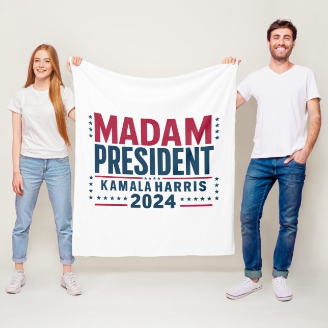 Madam President Kamala Harris 2024 Vote Democrat  Fleece Blanket (In Situ)