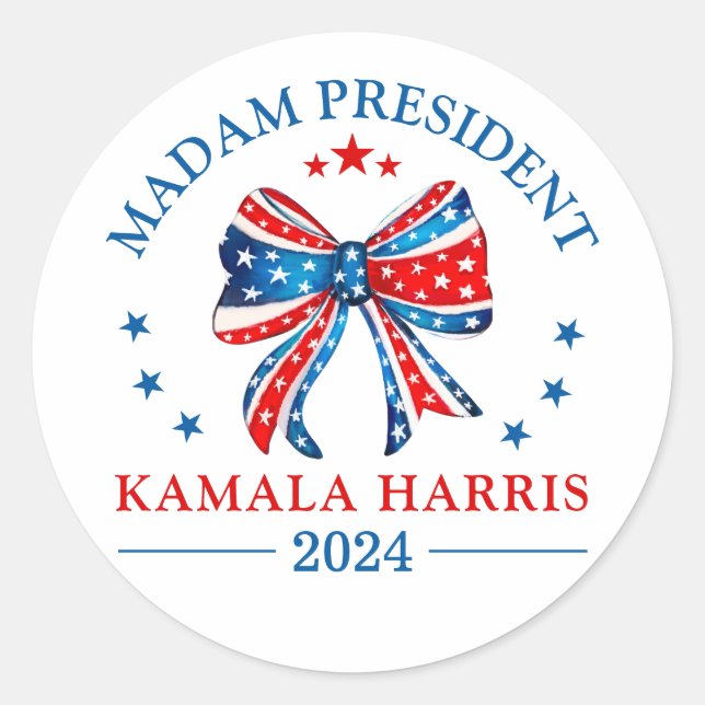 Madam President Kamala Harris Classic Round Sticker (Front)