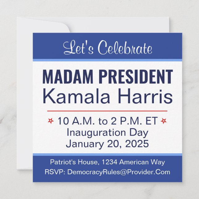 Madam President Kamala Harris Inauguration Invitation (Back)