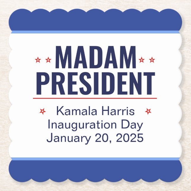 Madam President Kamala Harris Inauguration Paper Coaster (Front)